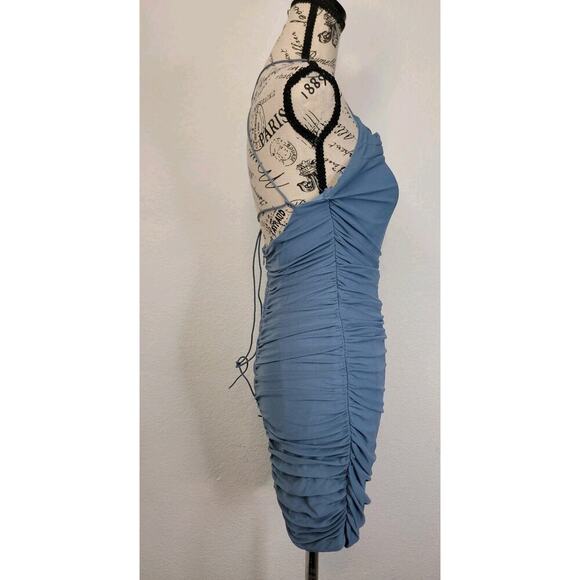 Tic Toc Stretchy Bodycon Mini Dress Sz Medium Ruched Spaghetti straps Coquette - Picture 5 of 10